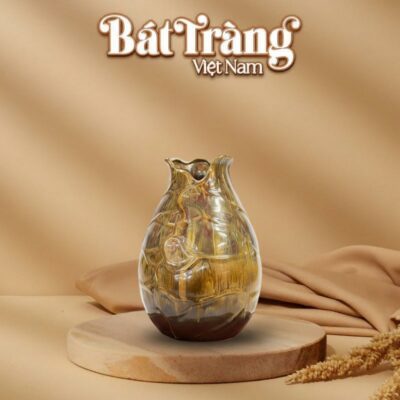 Lọ hoa búp sen men nâu hoả biến Bát Tràng BT-LHS15 - Ảnh đại diện