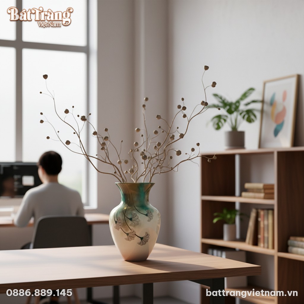 Một lọ hoa gốm sứ B&aacute;t Tr&agrave;ng men chuyển m&agrave;u độc ...