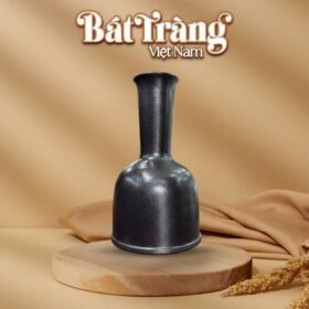 Lọ hoa dáng đầm size đại men đen trơn  BT-LHS17