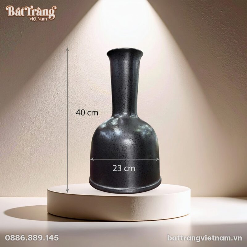 Kích thước Lọ hoa dáng đầm size đại men đen trơn BT-LHS17