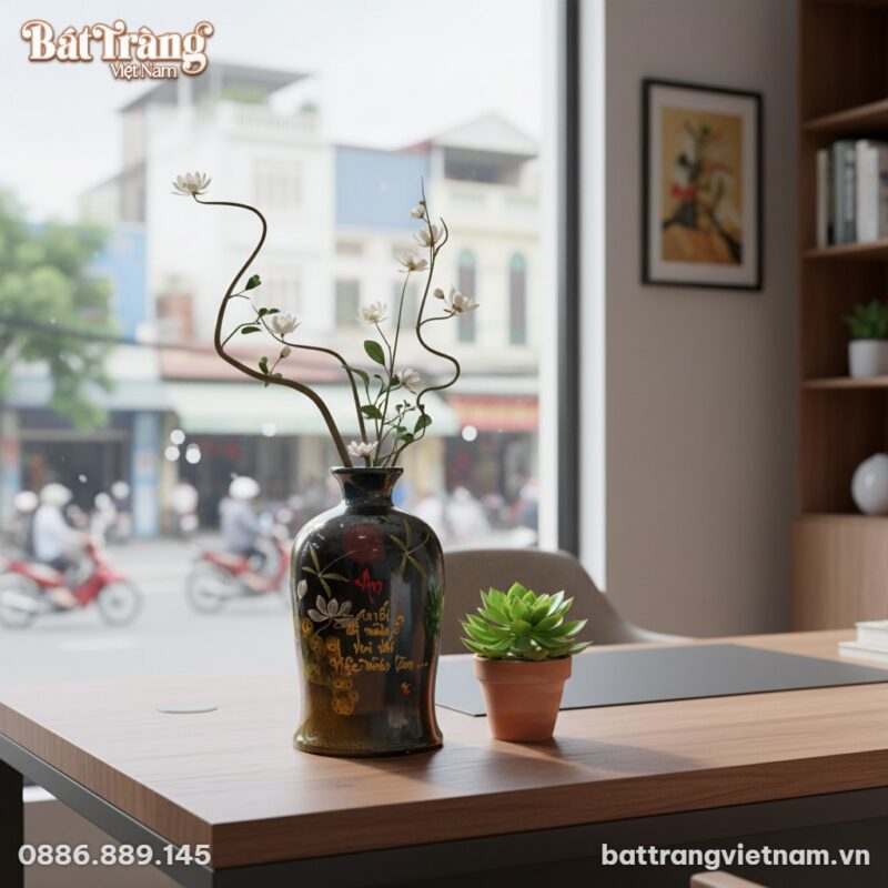 Lọ hoa gốm sứ Bát Tràng dáng áo dài men hoả biế... Lọ hoa gốm sứ Bát Tràng dáng áo dài men hoả biế...