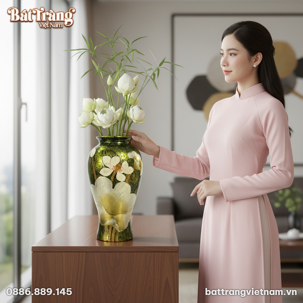 Một người phụ nữ Việt Nam trong trang phục &aacute;o d...