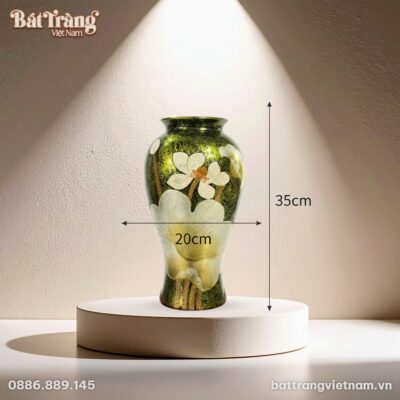 Kích thước Lọ hoa dáng choé khảm cốm hoạ tiết sen BT-LHS11
