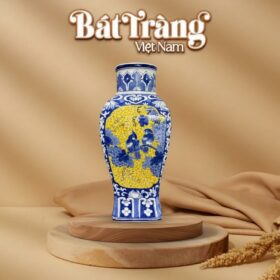 Lọ hoa dáng cổ trụ hoạ tiết tứ cảnh men lam BT-LH106