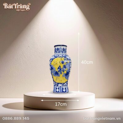 Kích thước Lọ hoa dáng cổ trụ hoạ tiết tứ cảnh men lam BT-LH106