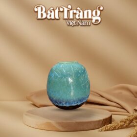 Lọ hoa dáng lu màu xanh ngọc men hoả biến BT-LHS15