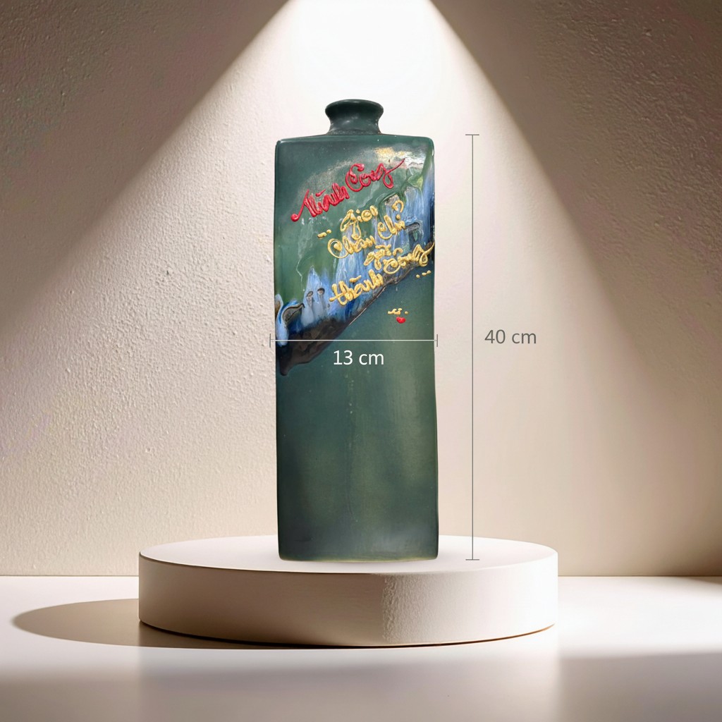 Kích thước Lọ hoa dáng trụ vai vuông hoả biến chữ Thành Công BT-LHS30