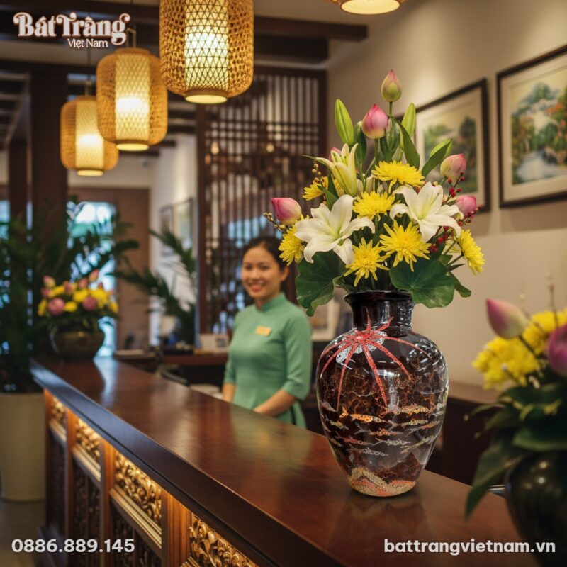 Lọ hoa gốm Bát Tràng men hoả biến huyền ảo với ...