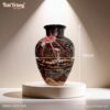 Kích thước Lọ hoa dáng vò cổ đứng men hoả biến hoạ tiết đàn cá BT-LGS22