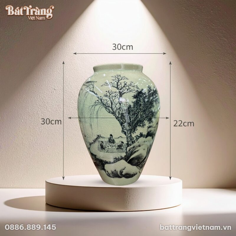 Kích thước Lọ hoa dáng vò men rạn vẽ cảnh BT-LHS18