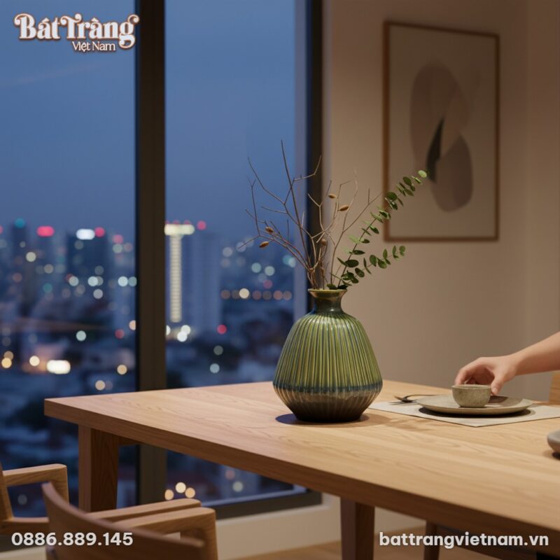 Cận cảnh lọ hoa gốm Bát Tràng men hoả biến độc ... Cận cảnh lọ hoa gốm Bát Tràng men hoả biến độc ...