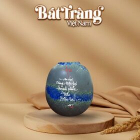 Lọ hoa vò tròn thấp men hoả biến chữ An BT-LGS24