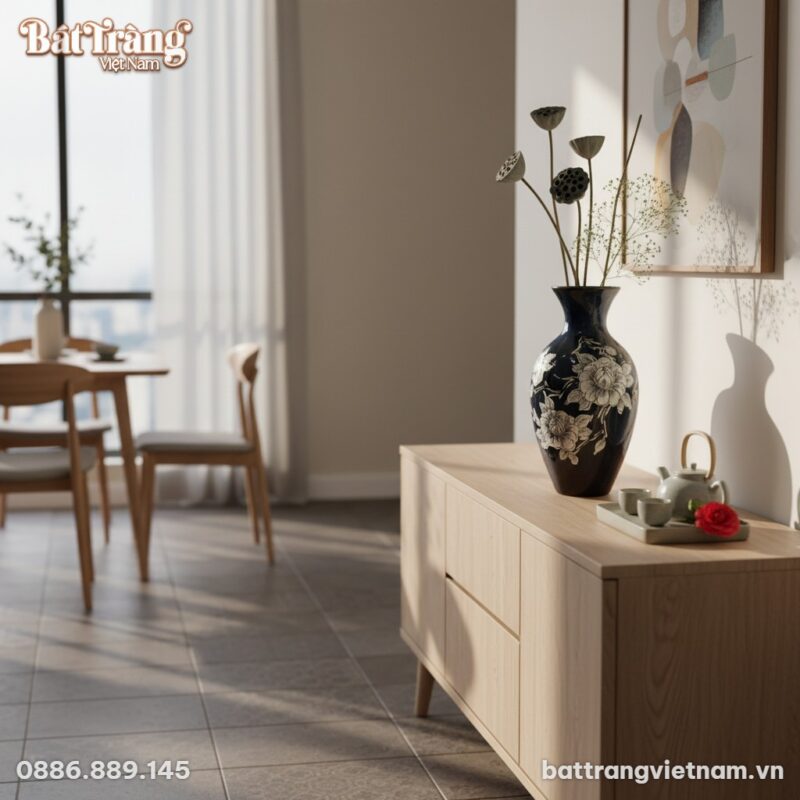 Một góc yên bình trong phòng ăn của căn hộ hiện...