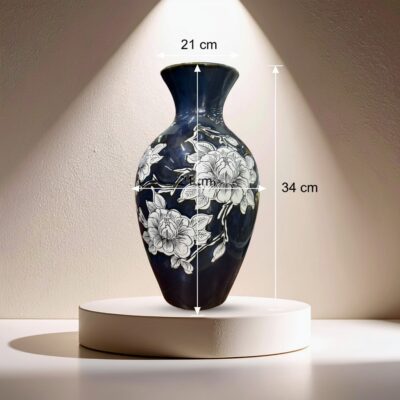 Kích thước Lọ lộc bình cao vẽ hoạ tiết vẽ hoa xanh đen BT-LHS20