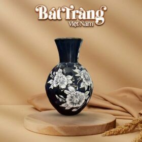 Lọ lộc bình vẽ hoạ tiết vẽ hoa xanh đen BT-LHS19