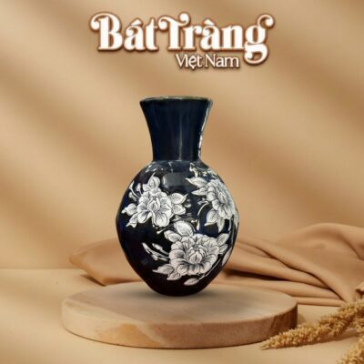Lọ lộc bình vẽ hoạ tiết vẽ hoa xanh đen BT-LHS19 - Ảnh đại diện