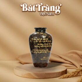 Lọ lục bình cổ loe vẽ chữ thư pháp BT-LHS07
