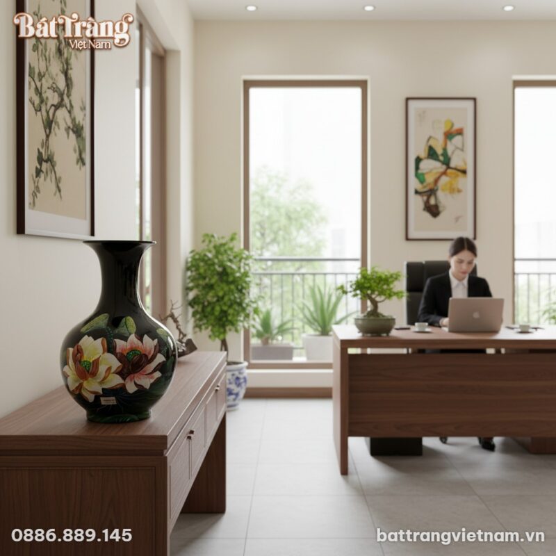 Lọ tỏi đen hoa sen 47cm hiện diện trang nhã trê... Lọ tỏi đen hoa sen 47cm hiện diện trang nhã trê...