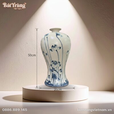 Kích thước Mai bình tích lộc men rạn vẽ hoa sen BT-MB20