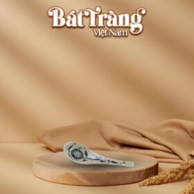 Thìa cơm men rạn hoạ tiết cúc đen BT-BD78