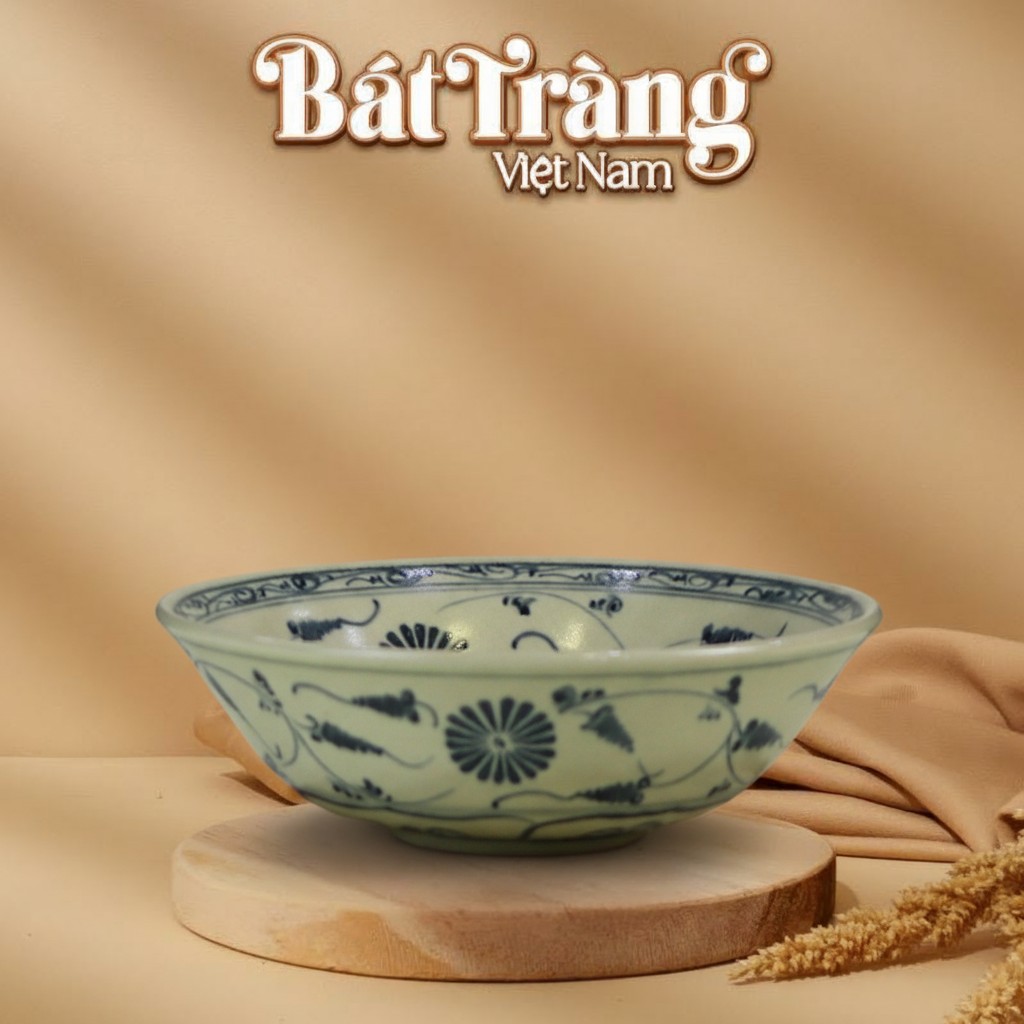 Tô nông men rạn hoạ tiết cúc đen BT-BD79