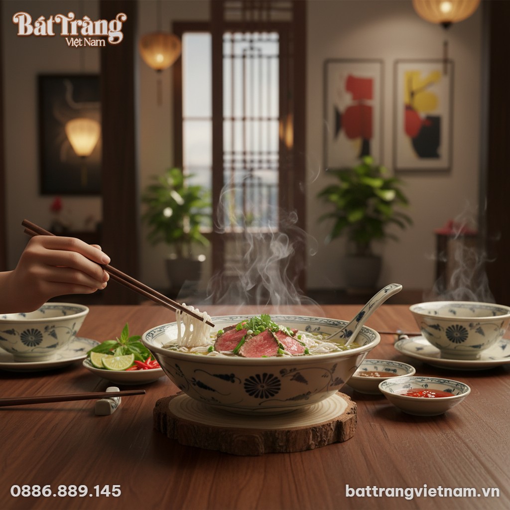 Một tô nông gốm Bát Tràng họa tiết cúc men lam ...