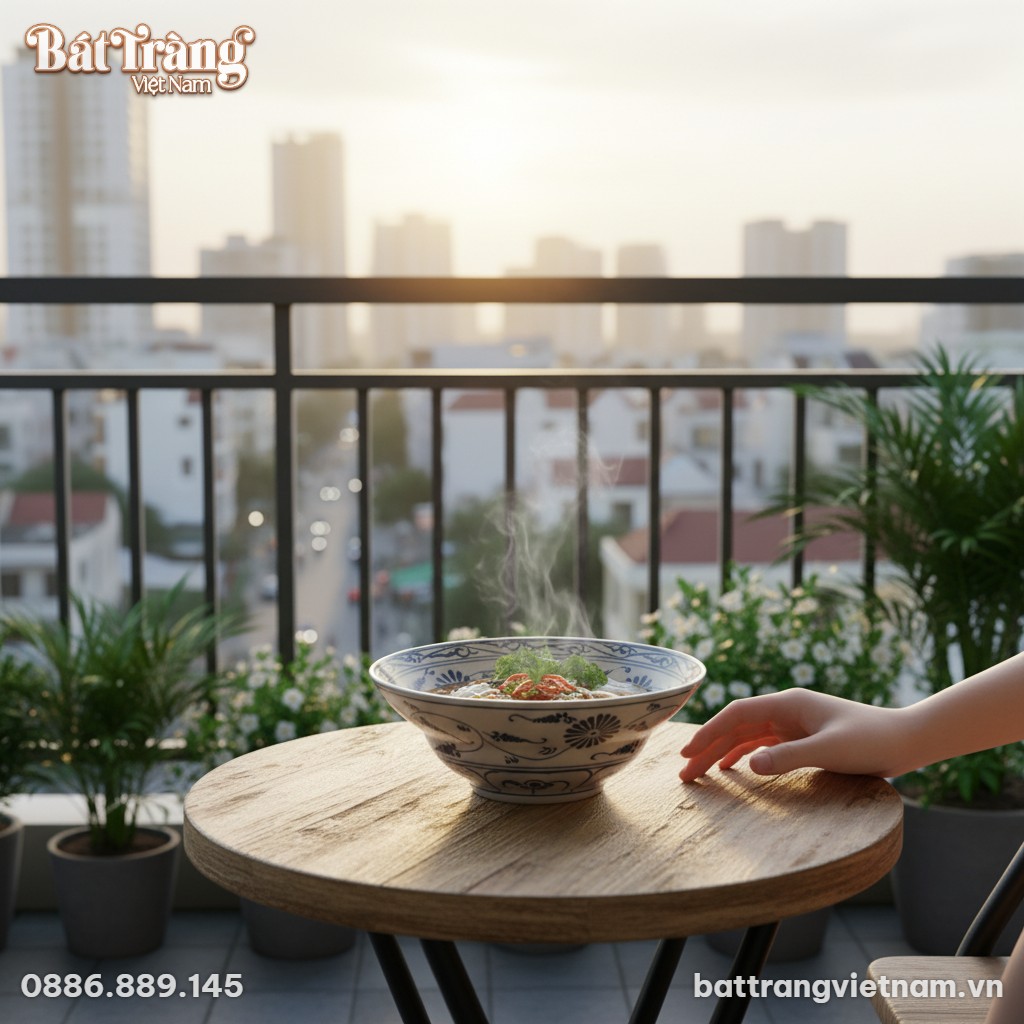 Một t&ocirc; gốm B&aacute;t Tr&agrave;ng men trắng họa tiết hoa văn...