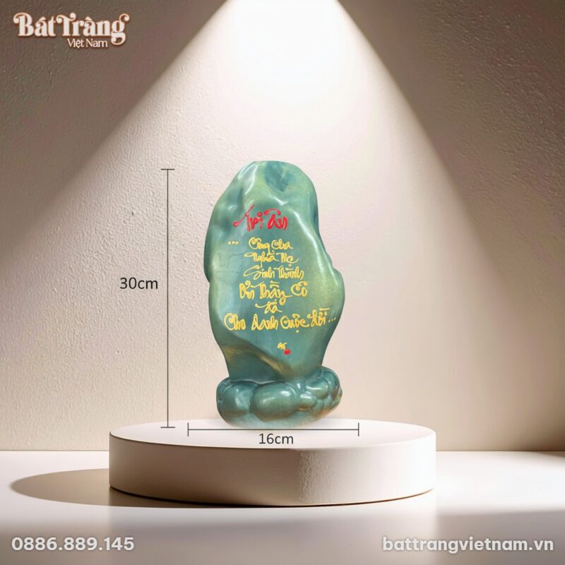 Kích thước Tượng đá cuội khắc thư pháp trang trí không đê BT-TG01