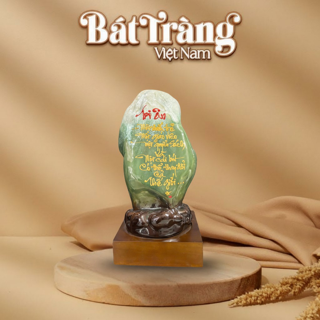 Tượng đá cuối thư pháp viết tay Tri Ân có đế BT-TG03
