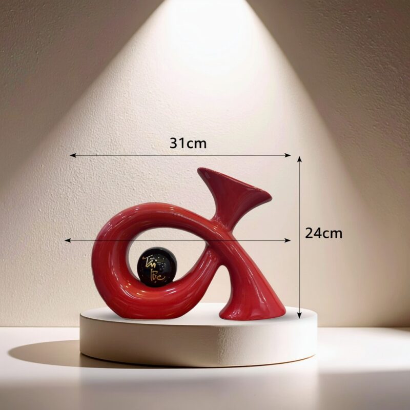 Kích thước Tượng decor cây kèn vẽ chữ Tài Lộc màu đỏ BT-TGS11 Kích thước Tượng decor cây kèn vẽ chữ Tài Lộc màu đỏ BT-TGS11