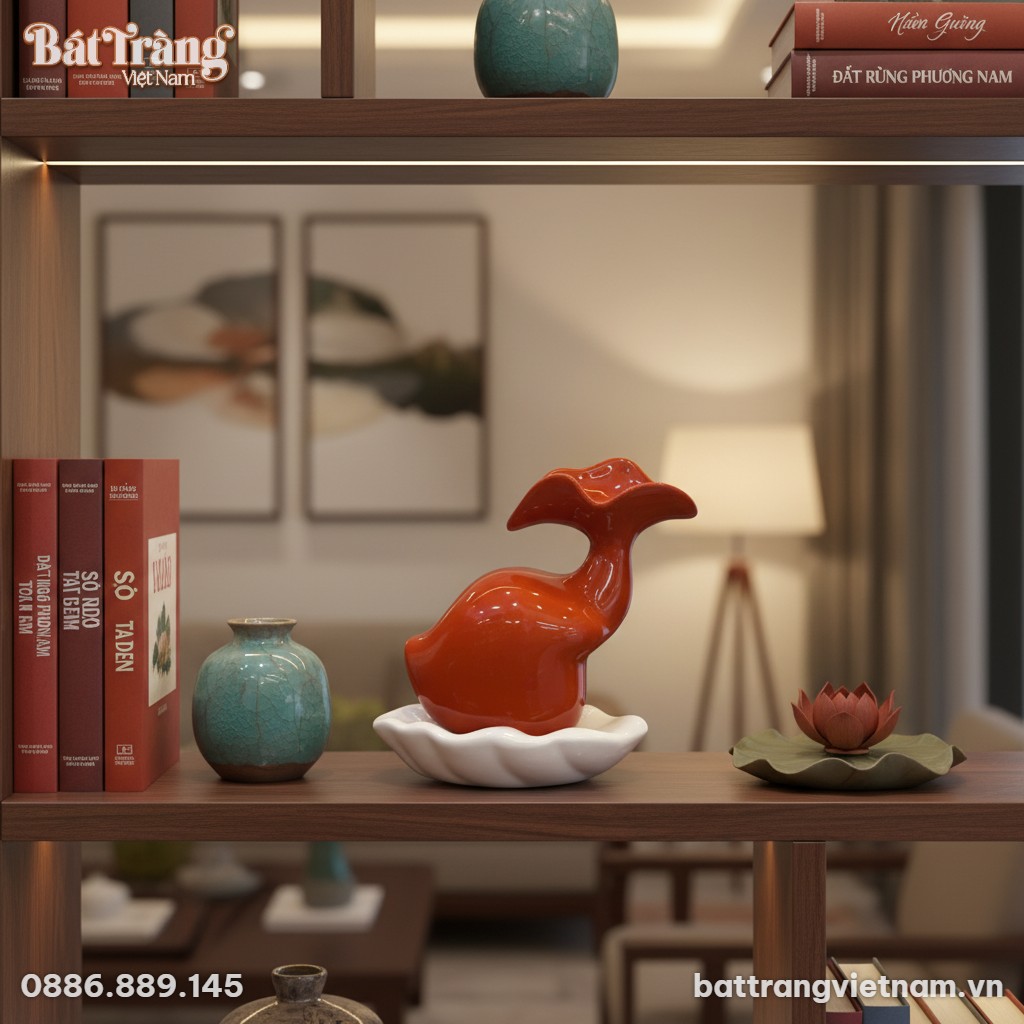 Tượng decor chữ Lộc m&agrave;u cam b&oacute;ng bẩy, cao 24cm,...