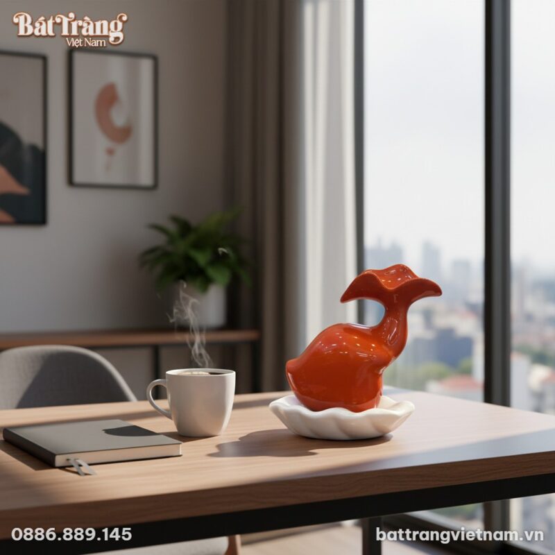 Tượng decor chữ Lộc màu cam, cao 24cm, làm điểm...