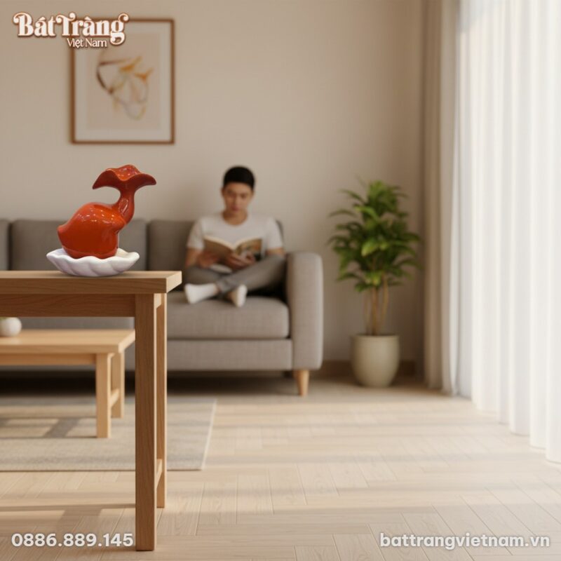 Tượng decor chữ Lộc màu cam rực rỡ, cao 24cm, đ...