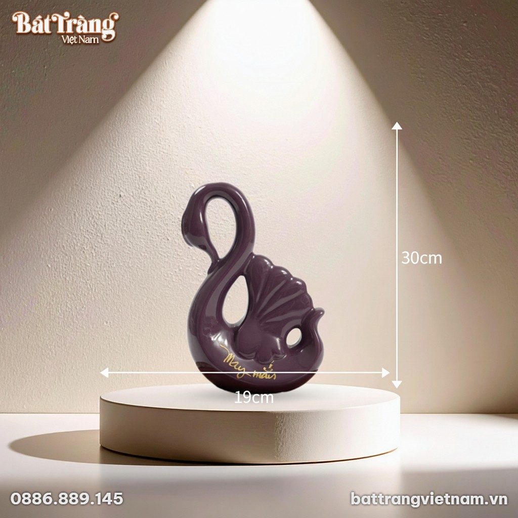 Kích thước Tượng decor thiên nga tím chữ may mắn BT-TGS05