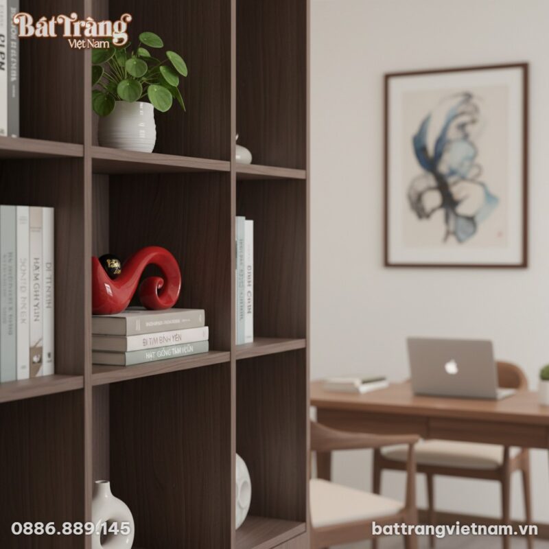 Tượng gốm gợn sóng đỏ Bát Tràng 16x33cm nổi bật...