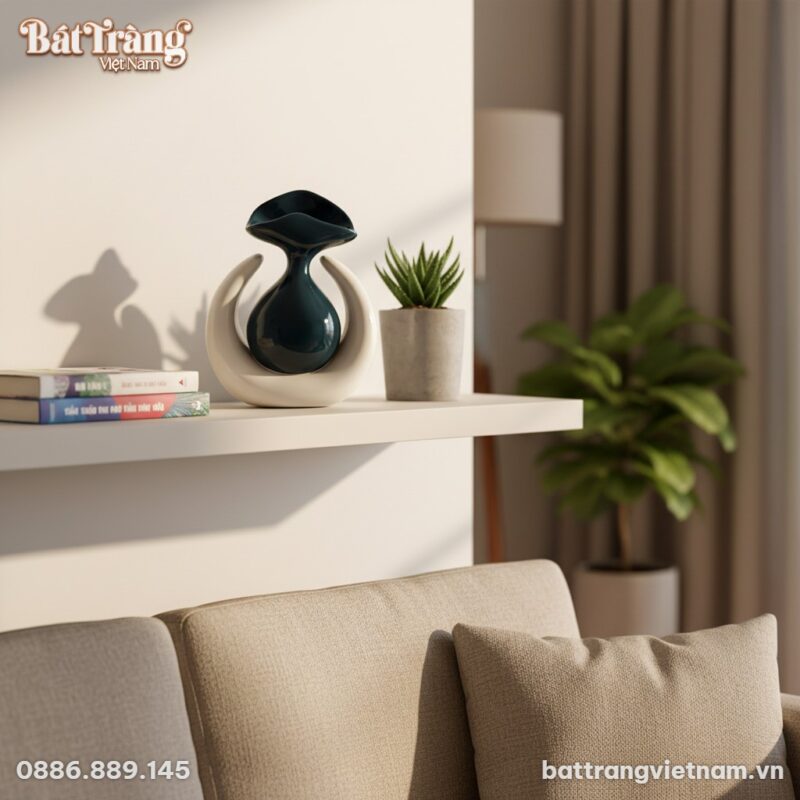 Tượng gốm 'Vòng Tròn Hài Hòa' cao 25cm đặt trên...