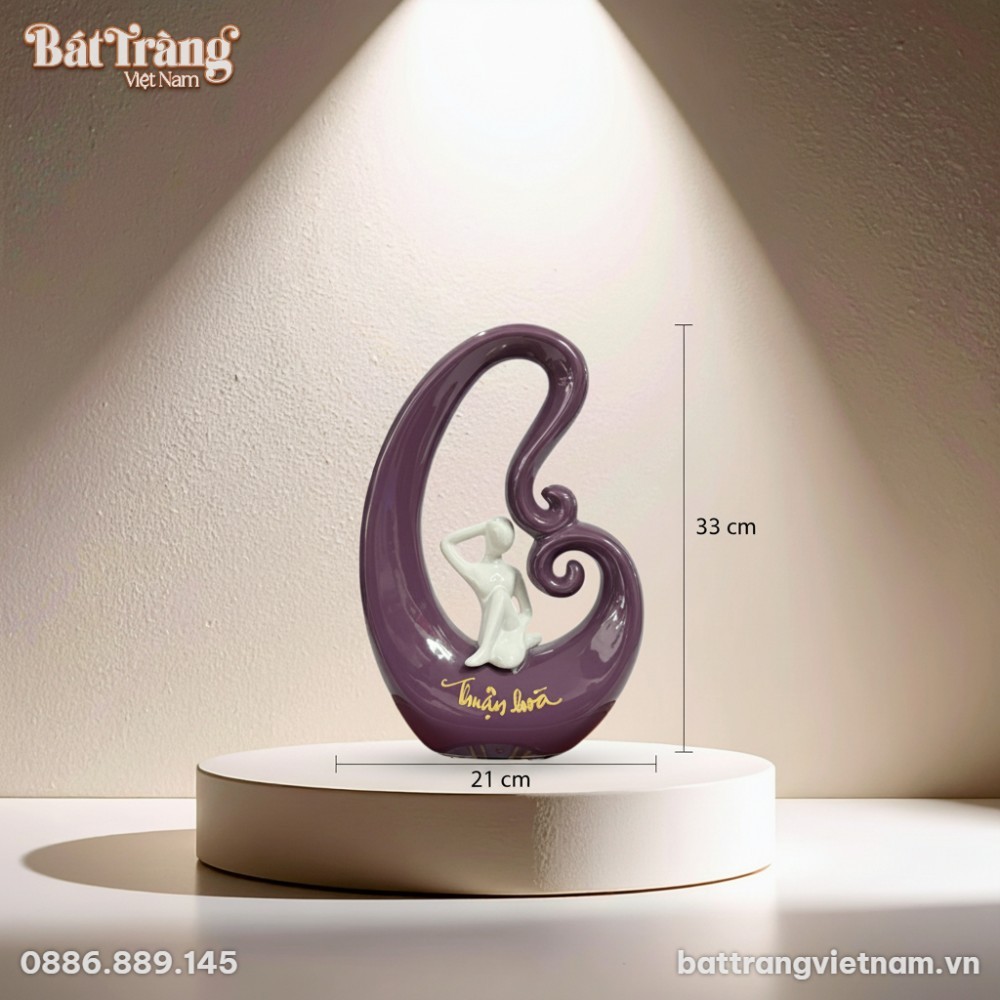 Kích thước Tượng gốm sứ decor chữ Thuận Hoà BT-LHS15