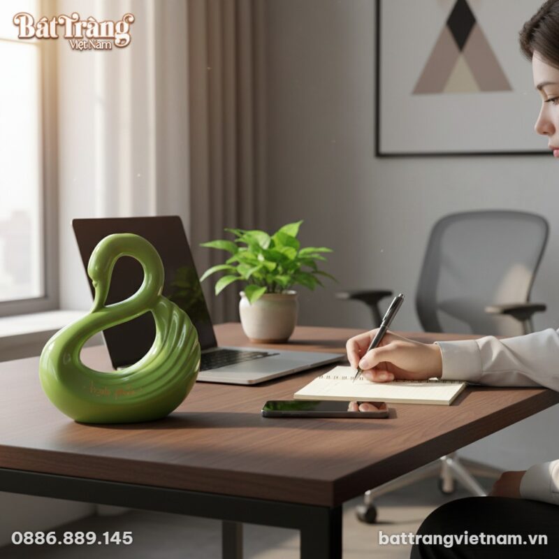 Tượng thiên nga gốm sứ xanh lá cao 30cm trên bà... Tượng thiên nga gốm sứ xanh lá cao 30cm trên bà...