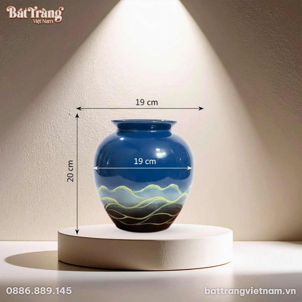 K&iacute;ch thước V&ograve; tr&ograve;n xanh m&acirc;y men hoả biến BT-LHS06