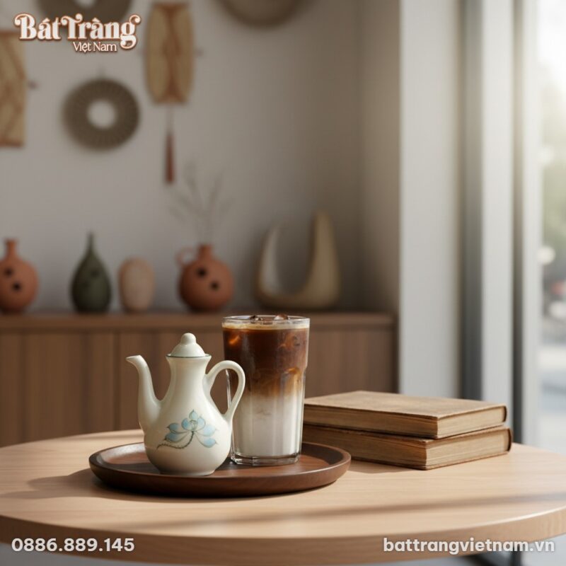 Ấm mắm sứ Bát Tràng hoa sen xanh tinh xảo được ... Ấm mắm sứ Bát Tràng hoa sen xanh tinh xảo được ...