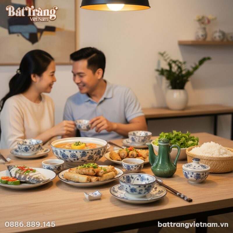 Một bữa cơm gia đình ấm cúng tại căn bếp hiện đ...