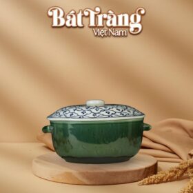 Âu cơm bộ bát đĩa bèo xanh men lục bảo BT-BD97