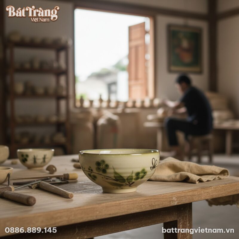 Cận cảnh họa tiết chuồn trúc và hoa lá vẽ tay t...