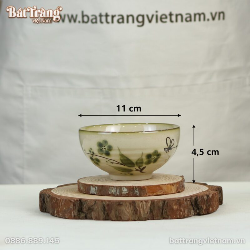Kích thước Bát cơm bộ bát đĩa hoạ tiết chuồn trúc BT-BD83