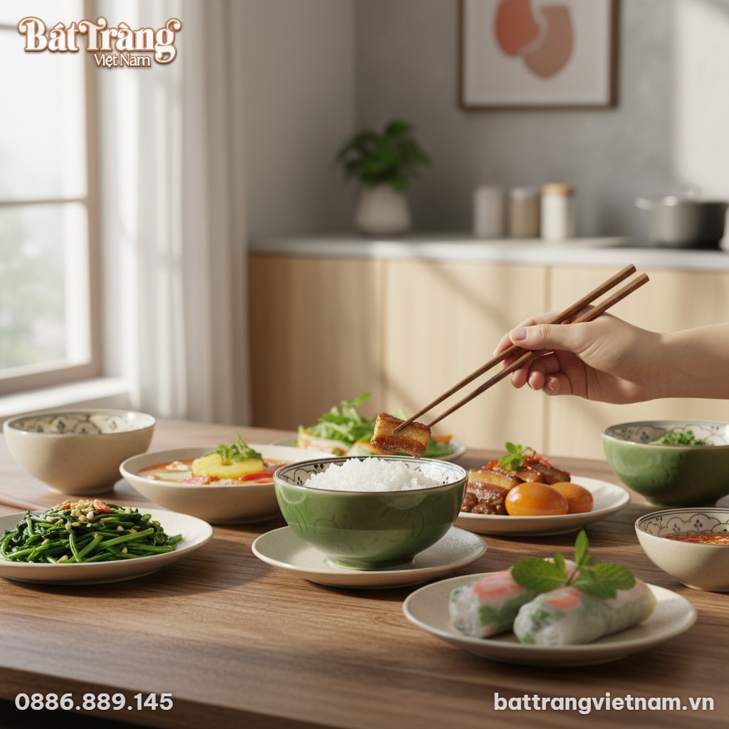 Một bữa cơm gia đ&igrave;nh Việt Nam ấm c&uacute;ng, b&aacute;t cơm ...