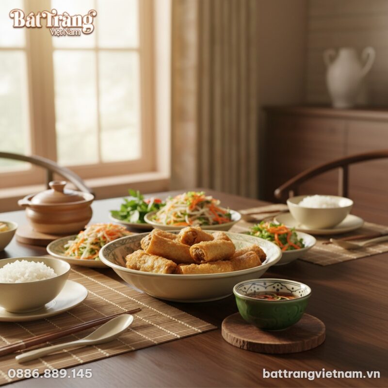 Bát mắm hoạ tiết bèo xanh men lục bảo tinh tế t...