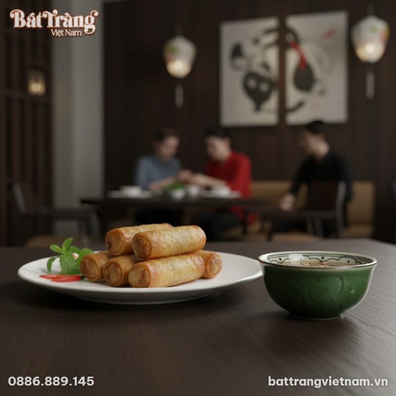 Một chiếc bát mắm gốm sứ Bát Tràng nhỏ xinh đặt...