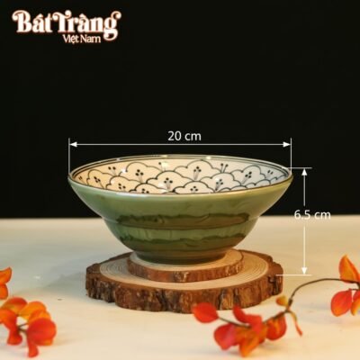 Kích thước Bát yêu kiểu nhật hoạ tiết bèo xanh men lục bảo BT-BD99