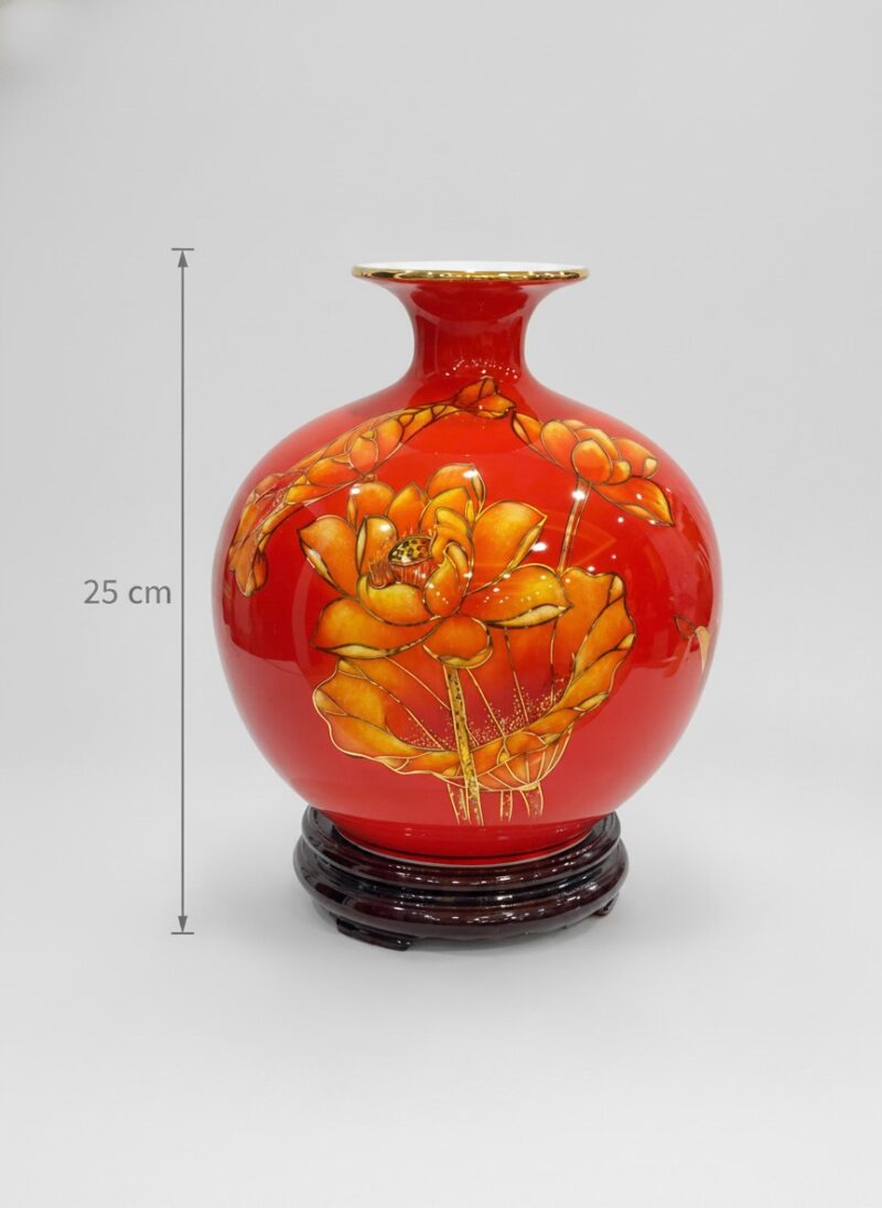 Kích thước Bình hút lộc hoa khai phú quý vẽ vàng 24k BT-BHL98