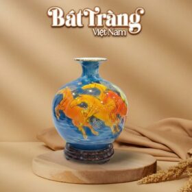 Bình hút lộc mã đáo thành công vẽ vàng 24k nền xanh dương BT-BHL94